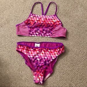Speedo Purple and Pink Patterned Sporty Bikini